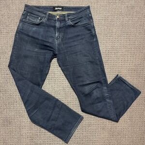 Revtown Mens Sharp Dark Wash Straight Leg Denim Jeans‎ 33x30 Stretch